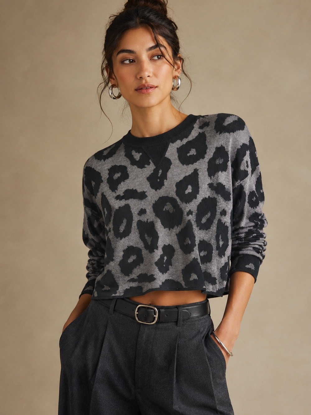 John + Jenn Fione Cozy Leopard Print Sweater